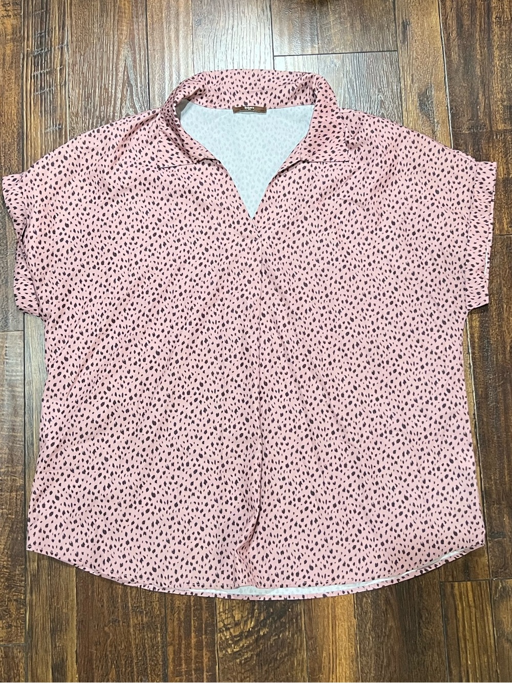 Women's Pink Printed Short-Sleeve Blouse